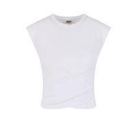 T-Shirt URBAN CLASSICS "Urban Classics Ladies Cropped Wrapped Top", Damen, Gr. 5XL, weiß, 95% Baumwolle, 5% Elasthan, unifarben, slim fit, Rundhals, Shirts T-Shirt (30401931-5XL)