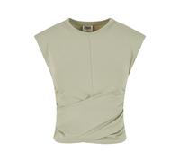 T-Shirt URBAN CLASSICS "Urban Classics Ladies Cropped Wrapped Top", Damen, Gr. L, softsalvia, 95% Baumwolle, 5% Elasthan, unifarben, slim fit, Rundhals, Shirts T-Shirt (84360419-L) softsalvia