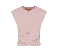 T-Shirt URBAN CLASSICS "Urban Classics Ladies Cropped Wrapped Top", Damen, Gr. M, powderrose, 95% Baumwolle, 5% Elasthan, unifarben, slim fit, Rundhals, Shirts T-Shirt (62012213-M) powderrose