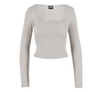 T-Shirt URBAN CLASSICS "Urban Classics Ladies Glitter Square Neck Longsleeve", Damen, Gr. M, beige (sandweiß), 100% Kunststoff, unifarben, skinny fit, eckiger Ausschnitt, Shirts T-Shirt (90150968-M) s