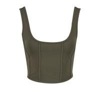 T-Shirt URBAN CLASSICS "Urban Classics Ladies Jersey Corsage Top", Damen, Gr. M, grün (olive), 95% Baumwolle, 5% Elasthan, unifarben, normal, eckiger Ausschnitt, Shirts T-Shirt (79670351-M) olive
