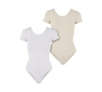 T-Shirt URBAN CLASSICS "Urban Classics Ladies Organic Stretch Jersey 2-Pack", Damen, Gr. XXL, weiß, sandweiß, 95% Baumwolle, 5% Elasthan, unifarben, slim fit, U-Boot-Ausschnitt, Shirts T-Shirt (901648