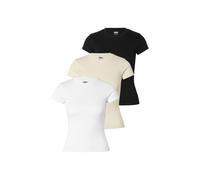 T-Shirt URBAN CLASSICS "Urban Classics Ladies Short Slim Tee 3-Pack", Damen, Gr. XS, bunt (schwarz, weiß, sandweiß), 95% Baumwolle, 5% Elasthan, unifarben, slim fit, Rundhals, Shirts T-Shirt (94690531
