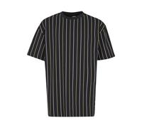 Urban Classics Herren T-Shirt TB7311 Nadelstreifen-Print Schwarz/Weiß/Hellgelb S