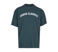 T-Shirt URBAN CLASSICS "Urban Classics UC College Logo Tall Tee", Damen, Gr. M, bottlegrün, 100% Baumwolle, bedruckt, oversize, Rundhals, Shirts T-Shirt (87772029-M) bottlegrün