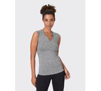 T-Shirt VENICE BEACH "T-SHIRT ELEAMEE", Damen, Gr. S (38), grau (coal b meliert), Obermaterial: 84% Polyester, 16% Elasthan, tailliert, V-Ausschnitt, Shirts T-Shirt (86420861-S)