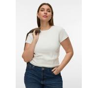 T-Shirt VERO MODA CURVE "VMCHLOE SS SHORT TOP GA JRS NOOS CUR", Damen, Gr. L, snow weiß, Jersey, Obermaterial: 95% Baumwolle, 5% Elasthan, unifarben, normal, Rundhals, Shirts T-Shirt, Baumwollmischung