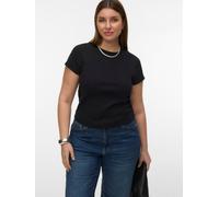 T-Shirt VERO MODA CURVE "VMCHLOE SS SHORT TOP GA JRS NOOS CUR", Damen, Gr. XL, schwarz, Jersey, Obermaterial: 95% Baumwolle, 5% Elasthan, unifarben, normal, Rundhals, Shirts T-Shirt, Baumwollmischung