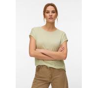 Rundhalsshirt VERO MODA "VMAVA PLAIN SS TOP GAJRS NOOS", Damen, Gr. L, fog grün, Jersey, Obermaterial: 95% Lyocell, 5% Elasthan, unifarben, regular fit normal, Rundhals, Shirts Rundhalsshirt, Material