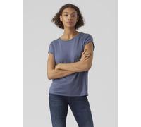 Rundhalsshirt VERO MODA "VMAVA PLAIN SS TOP GAJRS NOOS", Damen, Gr. L, blau (china blau), Jersey, Obermaterial: 95% Lyocell, 5% Elasthan, unifarben, regular fit normal, Rundhals, Shirts Rundhalsshirt,
