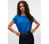 T-Shirt VERO MODA "VMAVA PLAIN SS TOP JRS NOOS", Damen, Gr. M, blau (daphne), Jersey, Obermaterial: 95% Lyocell, 5% Elasthan, unifarben, regular fit normal, Rundhals, Shirts T-Shirt, Materialmix, regu
