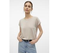 T-Shirt VERO MODA "VMAVA PLAIN SS TOP JRS NOOS", Damen, Gr. XS (34), beige (silber lining), Jersey, Obermaterial: 95% Lyocell, 5% Elasthan, unifarben, regular fit normal, Rundhals, Shirts T-Shirt, Mat