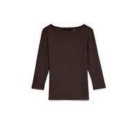 T-Shirt VERO MODA "VMCHLOE PANDA 3/4 BOATNECK TOP JRS", Damen, Gr. S, braun (chocolate torte), Jersey, Obermaterial: 95% Baumwolle, 5% Elasthan, unifarben, normal, U-Boot-Ausschnitt, Shirts T-Shirt, B