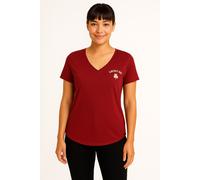 T-Shirt VERO MODA "VMEDA VANESSA SS TOP BOX JRS GA", Damen, Gr. L, syrah print:lucky me, Jersey, Obermaterial: 100% Baumwolle, bedruckt, loose fit normal, V-Ausschnitt, Shirts T-Shirt (11727726-L)