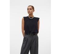 T-Shirt VERO MODA "VMEMILY SL GATHERING TOP JRS NOOS", Damen, Gr. M, schwarz, Jersey, Obermaterial: 100% Baumwolle, unifarben, regular fit hüftlang, Rundhals, Flügelärmel Spitze, Shirts T-Shirt, Baumw