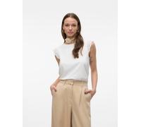 T-Shirt VERO MODA "VMEMILY SL GATHERING TOP JRS NOOS", Damen, Gr. XL, weiß (snow weiß), Jersey, Obermaterial: 100% Baumwolle, unifarben, regular fit hüftlang, Rundhals, Flügelärmel Spitze, Shirts T-Sh
