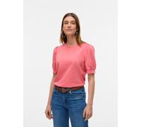 T-Shirt VERO MODA "VMKERRY 2/4 O-NECK TOP VMA JRS NOOS", Damen, Gr. XS, rosa (tea rose), Jersey, Obermaterial: 100% Baumwolle, unifarben, figurumspielend hüftlang, Rundhals, Puffärmel, Shirts T-Shirt,