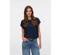 T-Shirt VERO MODA "VMMAYA AVA SS TOP JRS VO", Damen, Gr. XS, blau (navy blazer), Jersey, Obermaterial: 95% Polyester, 5% Elasthan, unifarben, regular fit normal, Rundhals, Shirts T-Shirt, Materialmix,