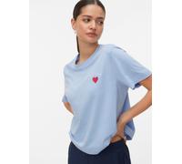 T-Shirt VERO MODA "VMSOPHIE METTE SS TOP BOX JRS GA", Damen, Gr. XS, brunnera blau print:be mine, Jersey, Obermaterial: 100% Baumwolle, unifarben, normal, Rundhals, Shirts T-Shirt, Baumwolle (14204307