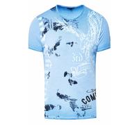 Rusty Neal T-Shirt mit Adler-Print, hellblau-weiß