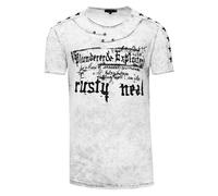 T-Shirt RUSTY NEAL, Herren, Gr. S, weiß, 100% Baumwolle, Batikmuster, mehrfarbig, normal, Rundhals, Kurzarm, Shirts, in melierter Optik (16792102-S) weiß