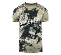 T-Shirt Verwaschen mit Logo Print und Knopfleiste M