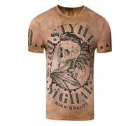 Rusty Neal T-Shirt, mit stylischem Totenkopf-Print L gelb Herren Shirts T-Shirt L camelfarben