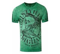 Rusty Neal T-Shirt, mit stylischem Totenkopf-Print M grün Herren Shirts T-Shirt M grün