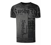 T-Shirt Verwaschen S M L XL XXL 3XL Used-Look All-Over-Print American-Skull Westside-Gang-Banger Shirt Rundhals Kontrast Stretch 295, Farbe:Anthrazit, Größe S-3XL:XXL