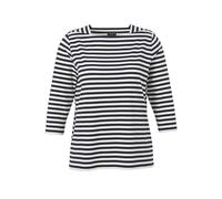 T-Shirt VIA APPIA DUE "VIA APPIA DUE T-Shirt", Damen, Gr. 44, blau (indigo, ecru), Obermaterial: 47% Baumwolle CO. 47% Modal CMD. 6% Elasthan EL., gestreift, regular fit, U-Boot-Ausschnitt, Shirts T-S