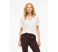T-Shirt VILA "VIFALIA V-NECK S/S TOP - NOOS", Damen, Gr. 34, snow weiß, Jersey, Obermaterial: 100% Polyester, unifarben, regular fit normal, V-Ausschnitt, Shirts T-Shirt (66688803-34) snow weiß