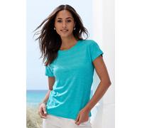 T-Shirt VIVANCE "mit modischer Strukturoptik", Damen, Gr. 36/38, flieder, türkis, Slub, Obermaterial: 65% Polyester (REPREVE), 35% Baumwolle, Strukturmuster, modisch, bequem, Rundhals, Kurzarm, Shirts