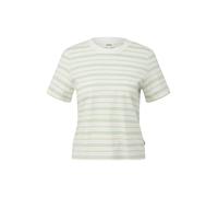 T-Shirt S.OLIVER, Damen, Gr. 42, sanftes weiß stripe, Jersey, Obermaterial: 100% Baumwolle, gestreift, normal hüftbedeckend, Rundhals, gerader Abschluss, Shirts T-Shirt, mit Streifen Muster (54047366-
