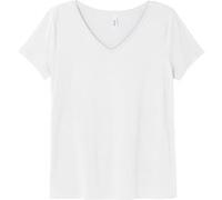 T-Shirt SHEEGO "T-Shirt", Damen, Gr. 52/54, weiß, 100% Baumwolle, unifarben, V-Ausschnitt, Shirts T-Shirt (66124334-52) weiß