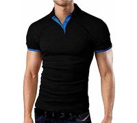 T Shirt Weiß Herren T-Shirt V-Ausschnitt Herren Sweatshirt Herren Tanktop Herren Baselayer Herren Hawaiihemd Outdoor Hemd Herren Tanktop Herren Sport(Schwarz, 3XL)