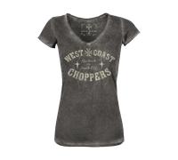 §T-Shirt West Coast Choppers Go Fast V Ausschnitt Schwarz Damen§
