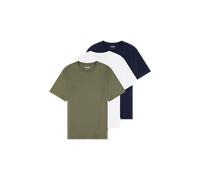 T-Shirt WRANGLER "3_PACK_TEE", Herren, Gr. 4XL, weiß (weiß olive navy), Jersey, Obermaterial: 100% Baumwolle, unifarben, regular fit taillenbedeckt, Rundhals, Shirts T-Shirt (34261400-4XL) weiß olive