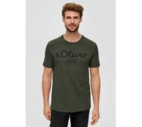 s.Oliver T-Shirt 100% Baumwolle mit Logo-Print, Regular Fit, Rundhals – Damen Olive XL