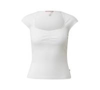 Kurzarmshirt QS, Herren, Gr. XS (34), weiß, Rippware, Obermaterial: 93% Baumwolle, 7% Elasthan, unifarben, körpernah hüftbedeckend, eckiger Ausschnitt, abgesteppte Kante, Shirts Kurzarmshirt, mit ecki