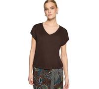 zero - Basic-T-Shirt mit V-Ausschnitt chocolate plum - Gr. - 42