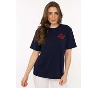 Zwillingsherz Damen T-Shirt 100% Baumwolle - Kurzarm Shirt mit kleinem Schriftzug & Herzmotiv - Frauen Basic Shirt Casual Freizeit Sommer - Damen Oberteil Herz Design