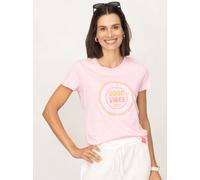 T-Shirt ZWILLINGSHERZ ""Good Vibes"", Damen, Gr. S, rosa, Web, Obermaterial: 92% Baumwolle, 8% Elasthan, normal normal, Rundhals, eingefasste Kante, Shirts T-Shirt, Stickerei, Kurzarm, Rundhalsausschn