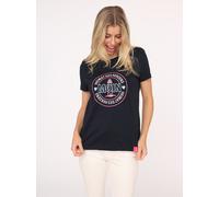 T-Shirt ZWILLINGSHERZ "Heimat des Herzens", Damen, Gr. L, blau (marine), Web, Obermaterial: 92% Baumwolle, 8% Elasthan, normal normal, Rundhals, eingefasste Kante, Shirts T-Shirt, Stickerei, Kurzarm,