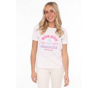 T-Shirt ZWILLINGSHERZ ""Moin Moin"", Damen, Gr. SM (S/M), weiß, Web, Obermaterial: 92% Baumwolle, 8% Elasthan, bequem hüftlang, Rundhals, Shirts T-Shirt, Kurzarm, Rundhalsausschnitt, Stickerei, Schrif