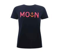 T-Shirt ZWILLINGSHERZ "MoinZH", Damen, Gr. S, blau (marine), Web, Obermaterial: 92% Baumwolle, 8% Elasthan, normal normal, Rundhals, Shirts T-Shirt, Kurzarm, Rundhalsausschnitt, Stickerei, Baumwollmis