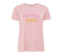 T-Shirt ZWILLINGSHERZ "Positive Vibes", Damen, Gr. L, hellrosa, Web, Obermaterial: 95% Viskose, 5% Elasthan, bestickt, geringelt, bequem hüftbedeckend, Rundhals, gerader Abschluss, Shirts T-Shirt, ges