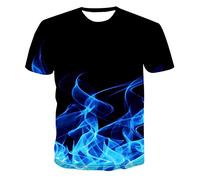 T-Shirts Blusenoberteile Herren 3D Neuheit T-Shirts Männer Grafik Lustige T-Shirts 3D Gedruckt Rundhalsausschnitt Kurzarm Sommer Lässige (3XL,F-Blau)