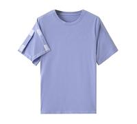 T-Shirts für Damen Baumwoll Reha T-Shirt Bequeme Stillkleidung für Damen Snap Open Tearaway Tshirt mit Snap Chemo Rotatorenmanschette Kleidung Vollständig offener Rundhals Baumwoll Kurzarm-Oberteil