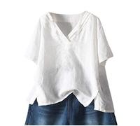 T-Shirts für Damen - Damen Pullover Pullover Damen Casual Loose Top Color Bluse T Shirt V Ausschnitt Solide Damenbluse Oberteile Damen Kleidung Frauen Sommer Shirt Frau Teenager Mädchen T-Shirt