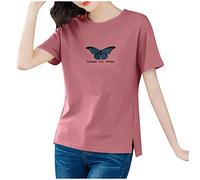 T-Shirts für Damen - Damen Tshirt Fashion Women Casual Short Sleeve Printed O Neck Blouse Ladies T Shirt Tops Top Damen Kleidung Frauen Sommer Shirt Frau Teenager Mädchen T-Shirt T Shirt Damen